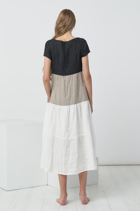 Image 9 of Linen summer dress with short sleeves made from natural linen Judit from Baltic Linen